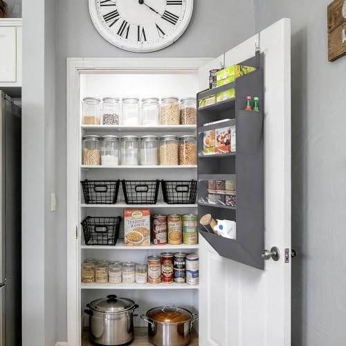 1 Pack Over the Door Organizer 4 Section Hanging Storage (Dark Gray / 4 Section)