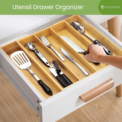 Bamboo Drawer Organizer (Natural / 7-9 Slot)