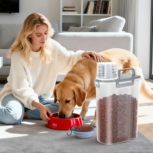 Airtight Small Cat Dog Pet Food Storage Containers BPA Free (Clear Grey x 2 / 3L-2pack)