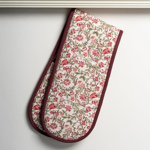 Double Oven Mitts 100% Cotton Double Oven Glove (051 - Reveillon Au Jardin / 7" x 35" (Double Oven Mitt))