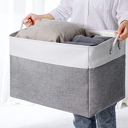 Storage Bins Baskets for Organizing (White&Grey / 3PCS/Extra Jumbo - 20.5Lx15.7Wx13.8H)
