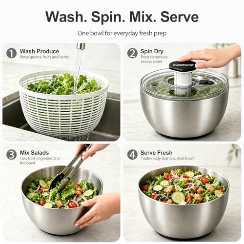 6.3 QT Stainless Steel Salad Spinner (6.3 QT)