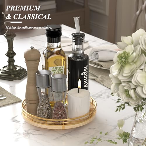 9 Inch Farmhouse Oak Lazy Susan Cabinet Organizer