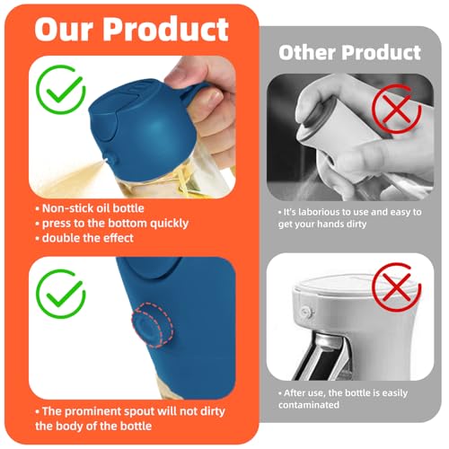16oz 470ml Glass Olive Oil Sprayer for Cooking (Navy)