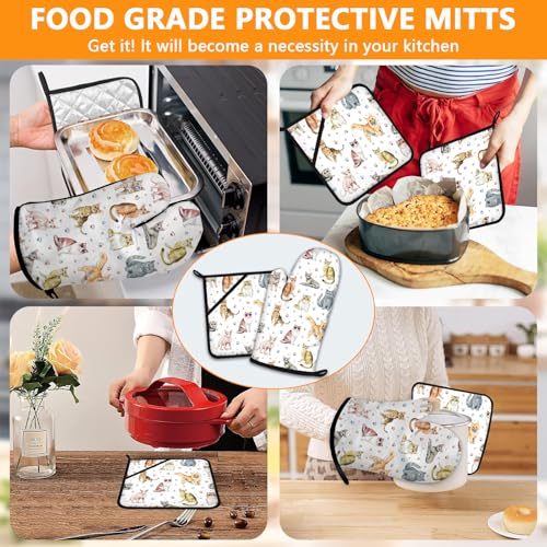Cute Cats Oven Mitts and Pot Holders Sets 4Pcs (Cute Cats)