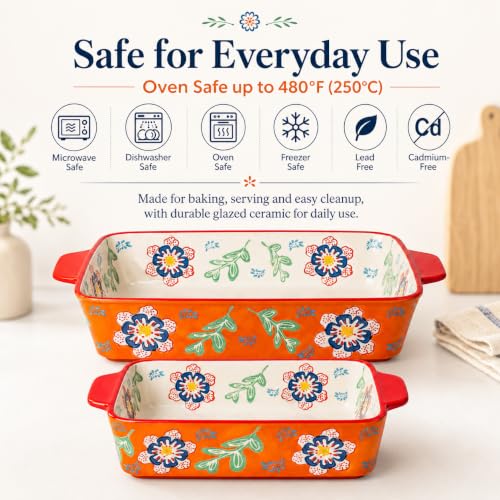 Ceramic Baking Dish Set (Warm Designed Orange)