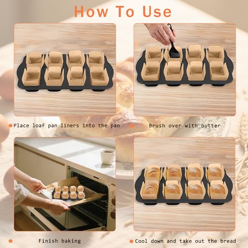 200 Pcs Mini Loaf Pan Liners for Baking Bread Pans 3x2 in Parchment (3.15*2 inch)