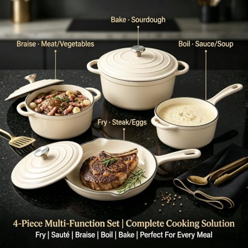 Enameled Cast Iron Cookware Set (White I)