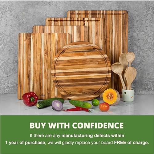 Teak Wood Board with Juice Groove & Hanging Hole (14"L x 10"W)