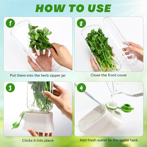 2 Pcs Herb Saver for Refrigerator Fresh Herb Keeper (White)