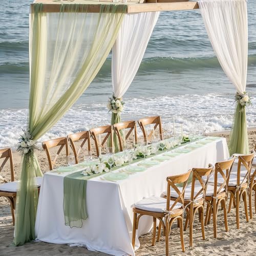 100pcs Green Plastic Plates with Gold Bead Design for Wedding (100 Count)