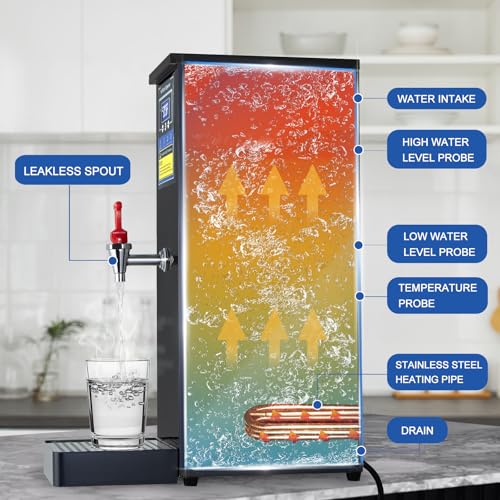 Hot Water Dispenser Commercial Water Boiler Countertop Hot Water Machine Stainless Steel Step (Black 30Liter/H)