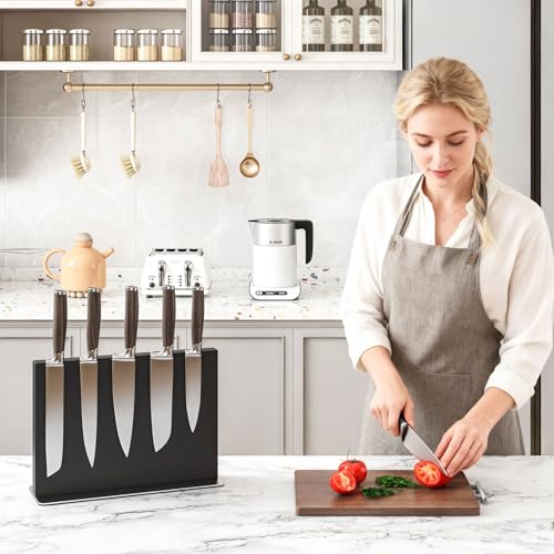 Black Magnetic Knife Block Without Knives (11.6x8.2 inch Black)