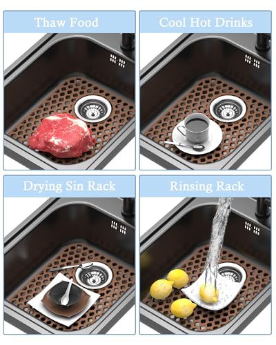 2 Pack Silicone Sink Protector Mat for Kitchen Sink Rear Drian Coffee (Coffee)