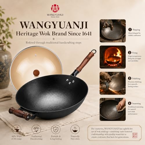 12.6 Inch Round Bottom Cast Iron Wok with Glass Lid (12.6 Inch Round Bottom)