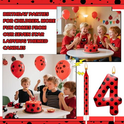 13PCS Ladybug Theme Birthday Candles Set (13 Count)