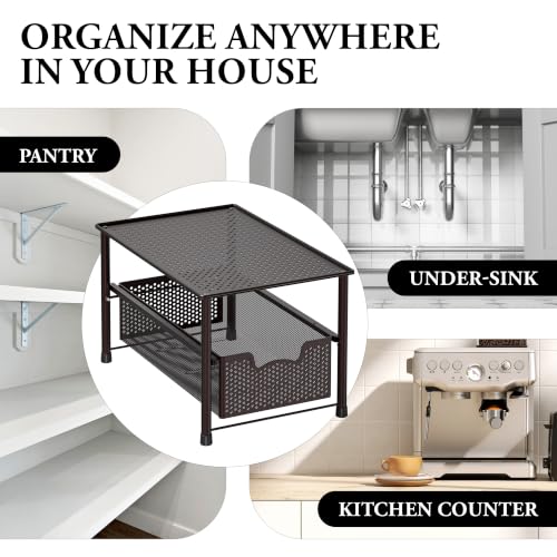 Stackable Under Sink Sliding Basket Drawer (Bronze)