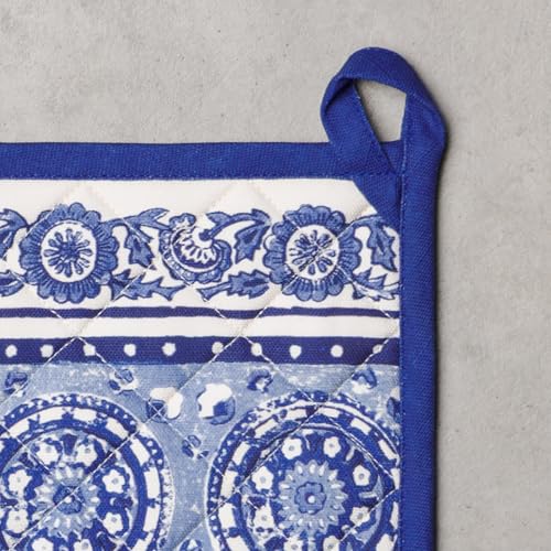 Pot Holders 100% Cotton Potholders (014 - Melodie Bleue / 8" x 8" (Pot Holder Pack of 1))