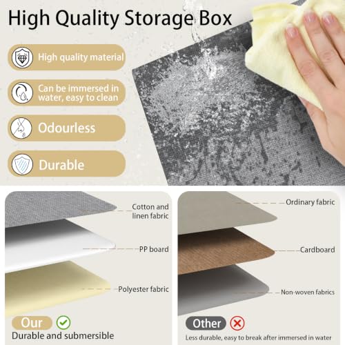 Fabric Storage Baskets (12.99x9.05x7.87in/4-Pack / White/Grey)