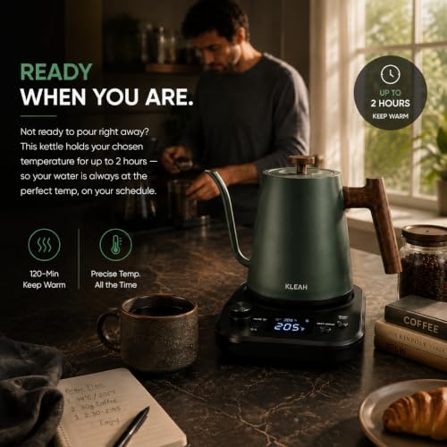 Gooseneck Electric Kettle with Temperature Control (Green)