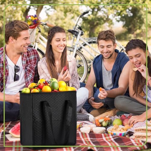 4 Pcs Insulated Grocery Bags Reusable (Black)