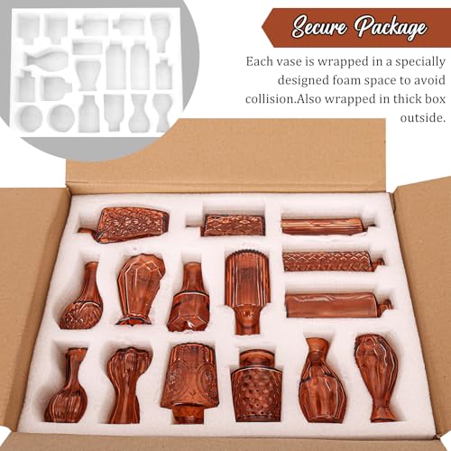 Set of 36 Glass Bud Vases Small Flower Vases for Centerpieces (Dark Amber)