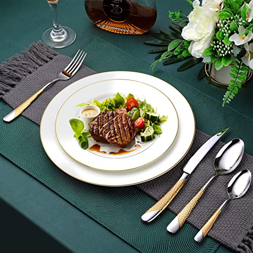 Hammered Silver Gold Silverware Set (Hammered Silver Gold | 24pcs)