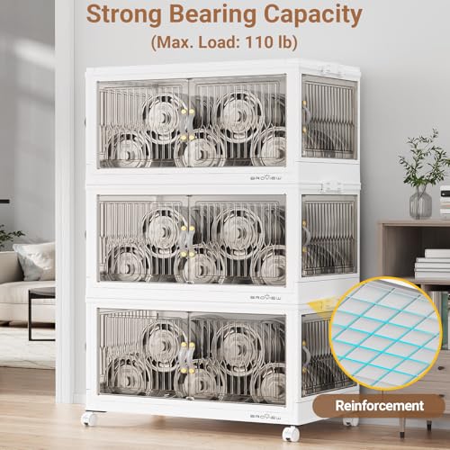 150Gal Stackable Storage Bins with Lids Foldable Boxes (White / 30Gal-5Pack)