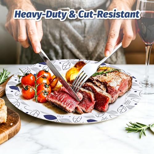 140 Count 10 Inch Disposable Heavy Duty Printed Paper Plates Leaf (Leaf / 10 in)