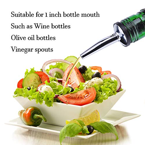 Olive Oil Pour Spout Stainless Steel Bottle Spout for Pours Liquor Vinegar Syrup or Oils with Stainless Steel Funnels (2pc + funnels)
