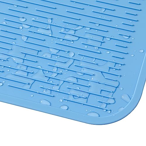 Silicone Dish Drying Mat for Multiple Usage (Light Blue / 32"L x 18"W)