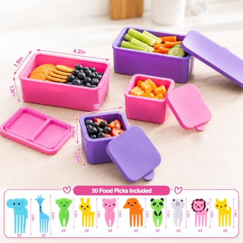 4 Pack Silicone Lunch Containers Compatible with OmieBox (Multicolor-24pcs)