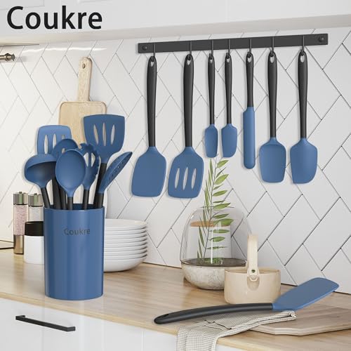 Silicone Kitchen Cooking Utensils Set (DarkBlue)