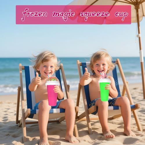 2PCS Slushie Maker Cup (Pink+Green / 350ML)