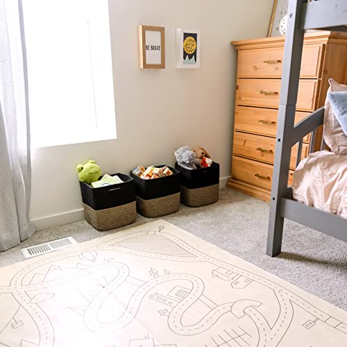 Storage Cubes 11 Inch Cotton Rope Woven Baskets for Organizing (Black & Mixed Black)
