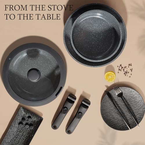 Ceramic Pots and Pans Set Non Stick (Dark Gray / 11PCS)