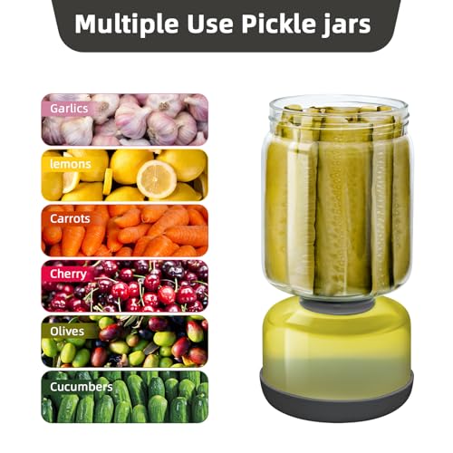 Glass Pickle Jar with Strainer Flip (46oz Smoky Grey Pickle jar)