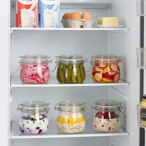16oz Glass Food Storage Jars with Airtight Clamp Lids