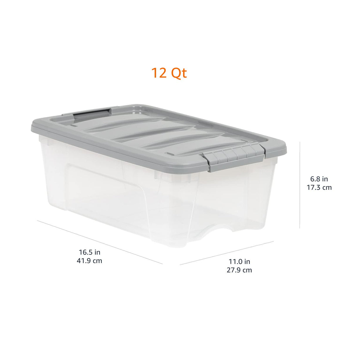Plastic Storage Containers with Secure Latching Lids (12 Qt. - 6 Pack)