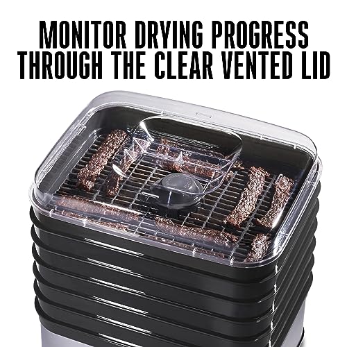 Food Dehydrator Machine for Jerky (Digital Temperature Control (100-160F) / 6 Stackable Trays (7.4 sq. ft.), Black)