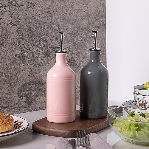 Sweejar Ceramic Olive Oil Dispenser Bottle (15.5 oz, Set of 1 / Dark Grey)