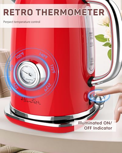61 oz Electric Kettle with Thermometer (Red)
