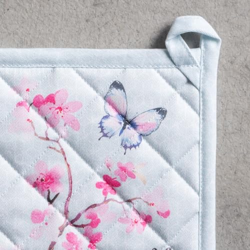 Pot Holders 100% Cotton Potholders (050 - Blossoms in Spring / 8" x 8" (Pot Holder Pack of 2))