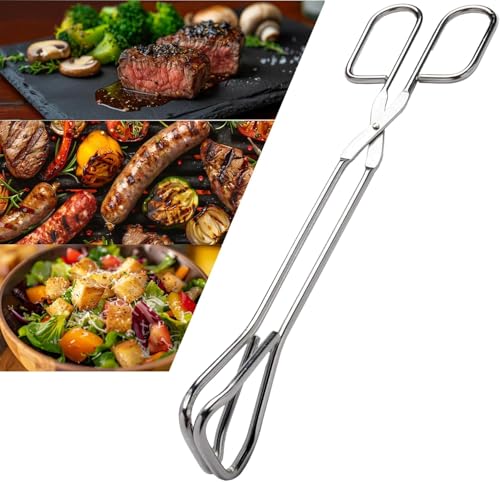 11" Heavy Duty Stainless Steel Kitchen Scissor Tongs with Comfortable Ergonomic Grip