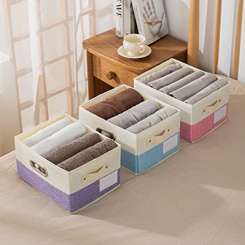 Large Collapsible Storage Baskets for Closet [3 (Pink&Cream / Large(3-Pack))