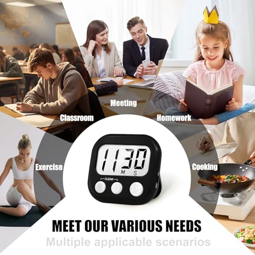Digital Kitchen Timers for Cooking (Black)