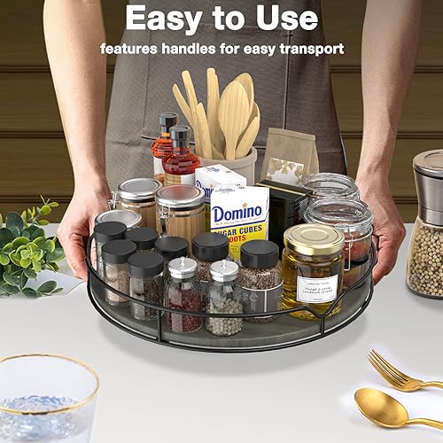 Lazy Susan Turntable Organizer with Anti (Gray / 12'')