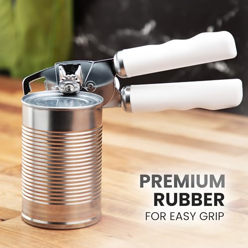 Manual Can Opener Heavy Duty Patented Stainless Steel (White / Comfy Grip)