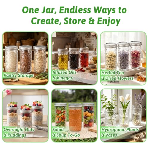 12oz Glass Mason Jars (12oz-15pcs-D)