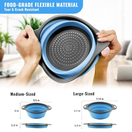2 Pack Collapsible Silicone Colander with Handle (2 Count)